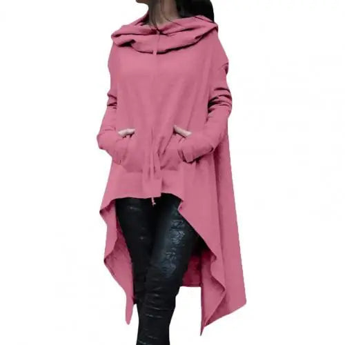 Autumn Long Hoodie Solid Color Hooded Elegant Sweatshirt  Vetement Femme Hoodies Women Casual Wear Streetwear