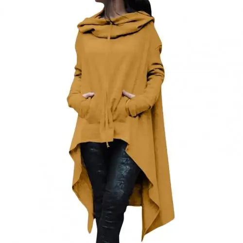 Autumn Long Hoodie Solid Color Hooded Elegant Sweatshirt  Vetement Femme Hoodies Women Casual Wear Streetwear