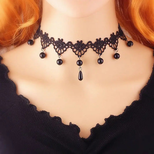 Necklace Female Clavicle Chain Korean Lace Temperament Sexy Necklace All-match Fashion Black and White Collar Neck Accessories