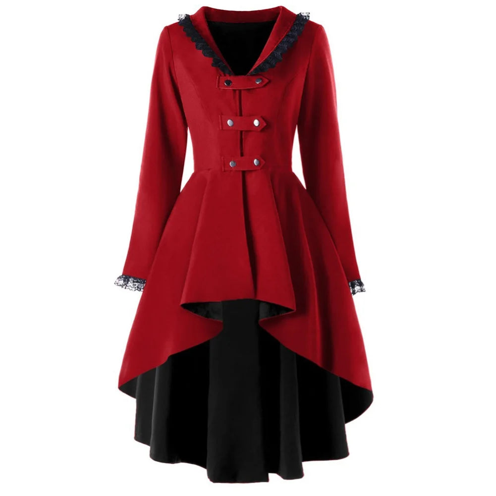 Women Autumn Winter Steampunk Cosplay Night Dress Christmas Victorian Medieval Dance Patry Robe Lace Pathcwork Tuxedo Costumes