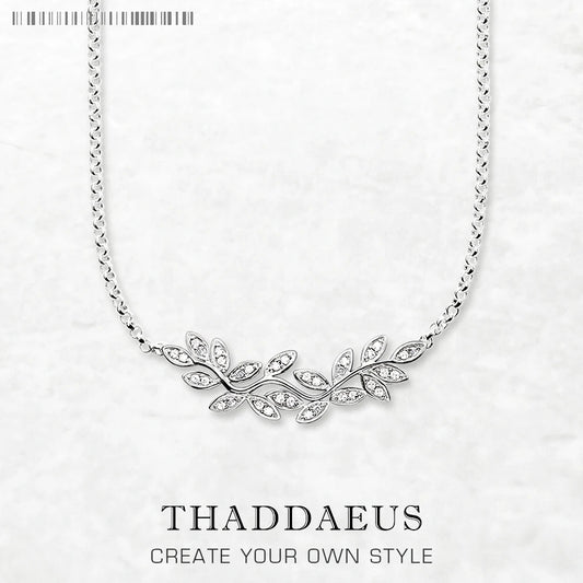 Necklace Tendrils Leaves New Link Chain Fine Jewelry Europe 925 Stering Silver Romantic Gift For Women