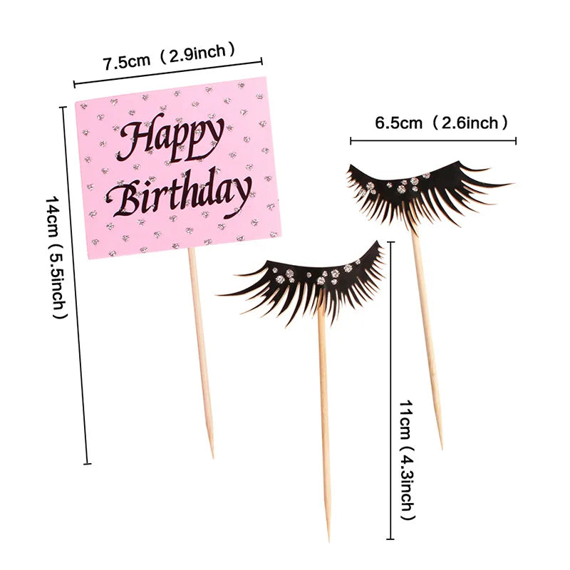 Cake Toppers Perfume Lipstick Makeup brush DIY Cupcake Topper Women Cake Flags Kids Girl Happy Birthday Bride Party Baking Decor