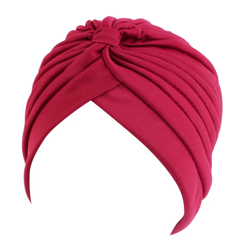 New Knotted Ruffle Turban Ladies Soft Headscarf Casual Streetwear Female Muslim Hijab Indian Hats Cancer Chemo Cap Turbante