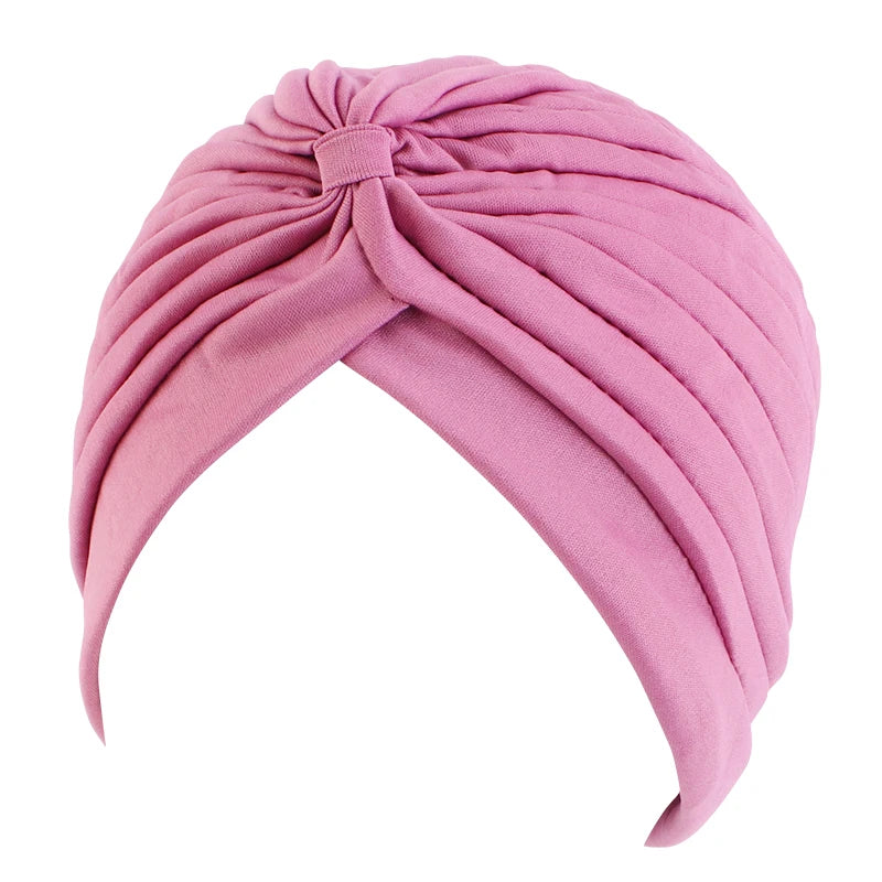 New Knotted Ruffle Turban Ladies Soft Headscarf Casual Streetwear Female Muslim Hijab Indian Hats Cancer Chemo Cap Turbante