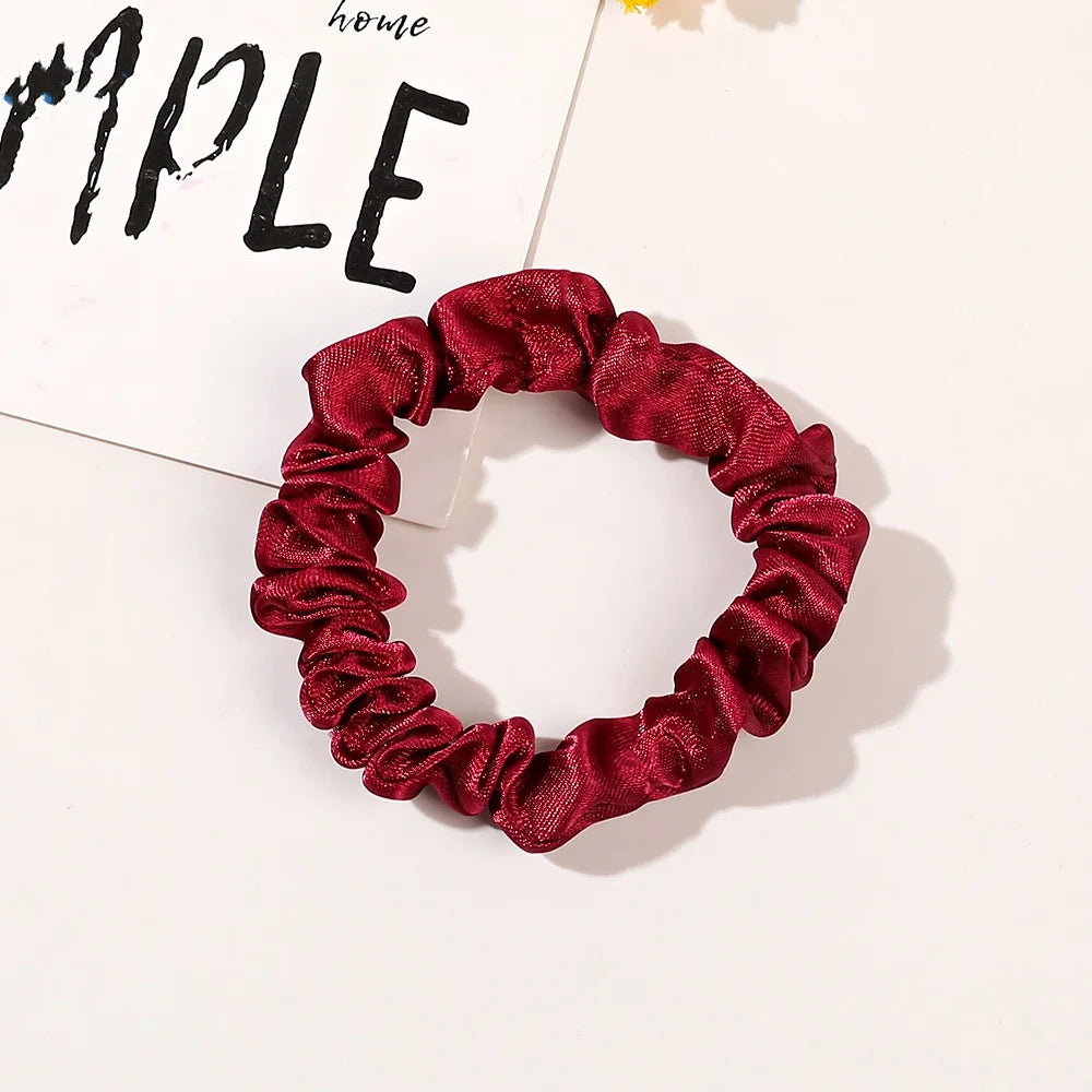 1PC Silk Satin Scrunchies Women Solid Color Hair Rope Elegant Ponytail Holder Rubber Band Elastic Hairband Hair Accessories