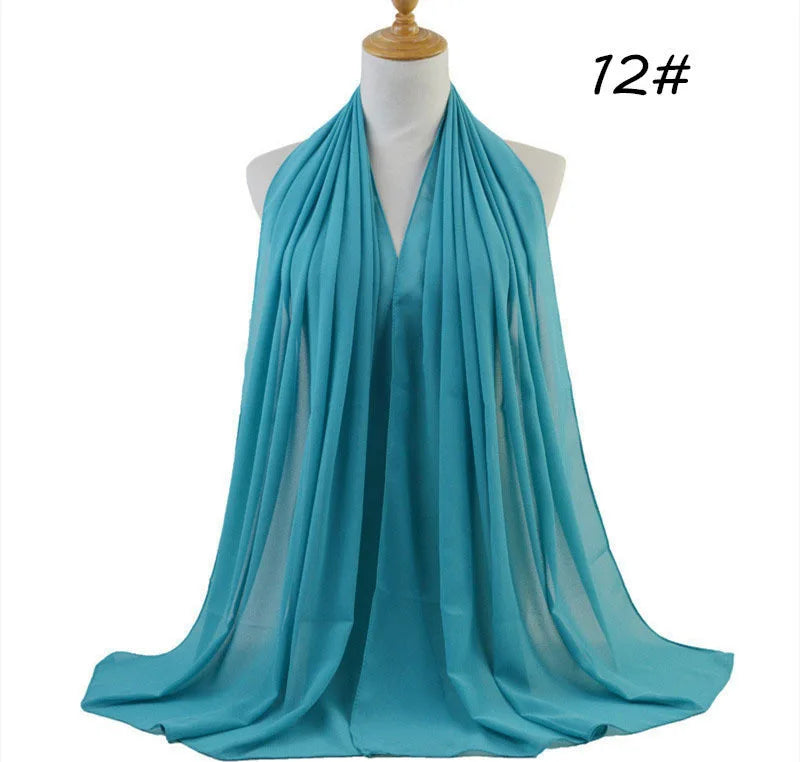 Ramadan Hijab Chiffon for Muslim Women Solid Black Color Headscarf Long Size Evening Party Islam Scarf Fashion Turban All Match