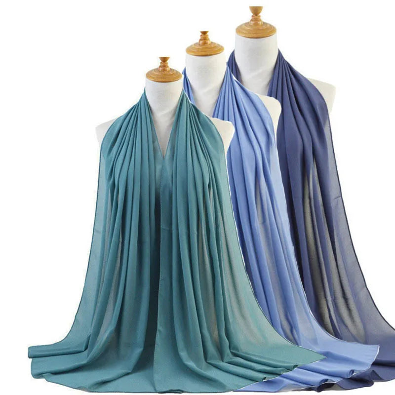 Ramadan Hijab Chiffon for Muslim Women Solid Black Color Headscarf Long Size Evening Party Islam Scarf Fashion Turban All Match