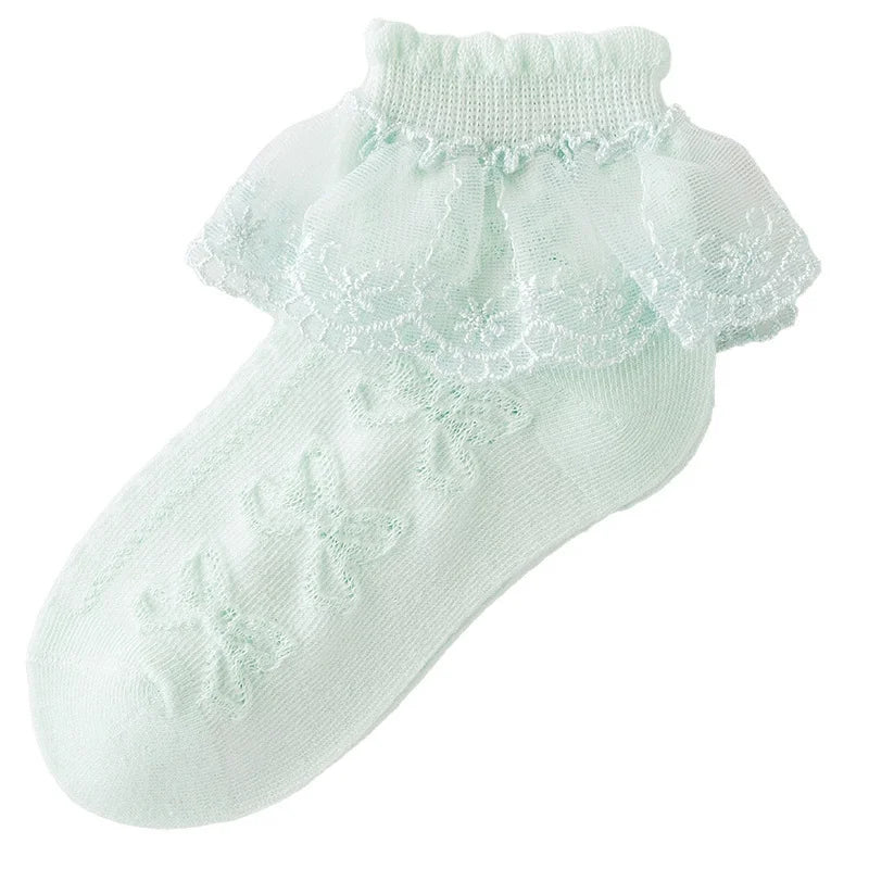 Summer Children's Socks For Girls Mesh Thin Ruffle Lace Princess Kids Elegant Socks Fashion Toddler Baby Dance Sock 1-12Years