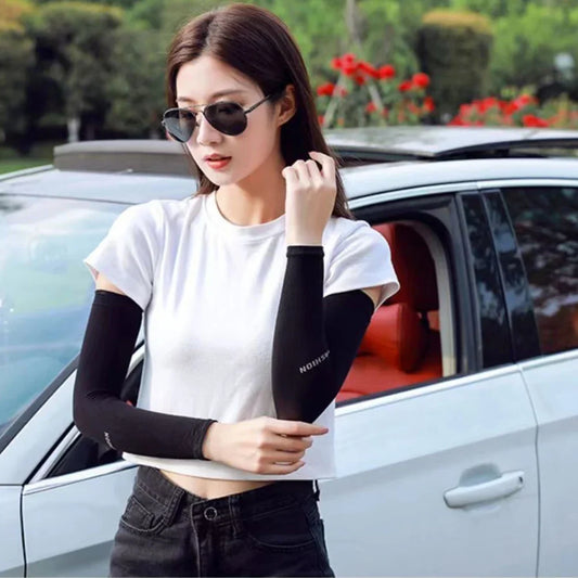 1 Pair Unisex Summer Finger Sleeve Ice Cool Wearing  Summer Outdoor Sunscreen Sleeve Sun Protection Driving Sports Hand Sleeves