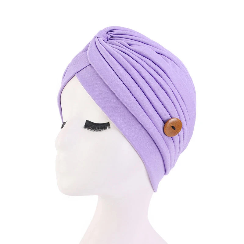 2021 Muslim Cotton Turban Hat With Button Hijab Bonner Head Wrap For Women Indian African Twist Hijab Caps Turbante Mujer