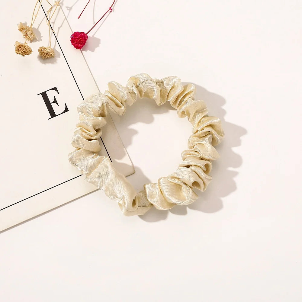 1PC Silk Satin Scrunchies Women Solid Color Hair Rope Elegant Ponytail Holder Rubber Band Elastic Hairband Hair Accessories
