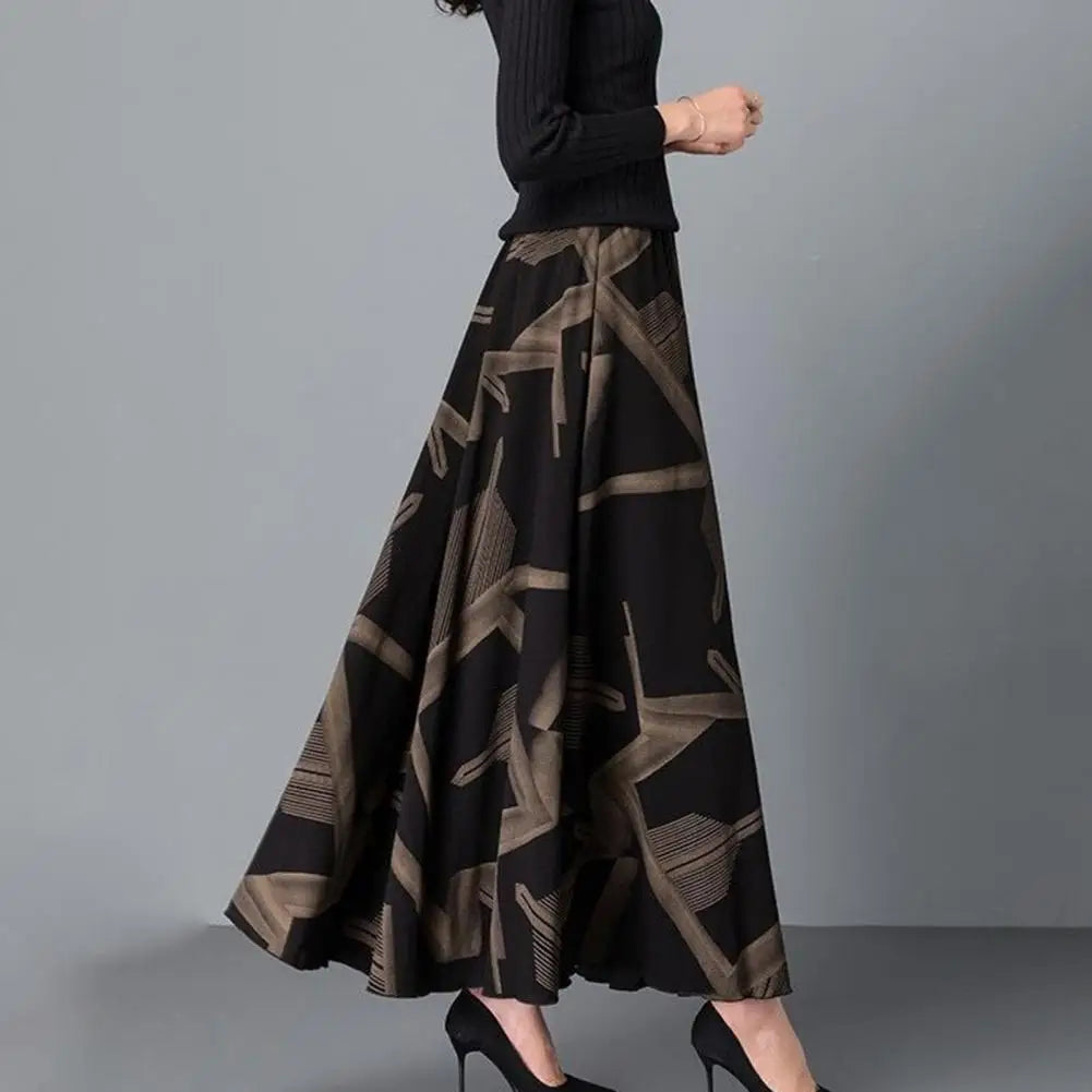 Autumn New Plaid Women Umbrella Skirt Winter Women A Line  High Waist Big Hem Maxi Skirt Elegant Retro Ruffle Long Lady Skirt