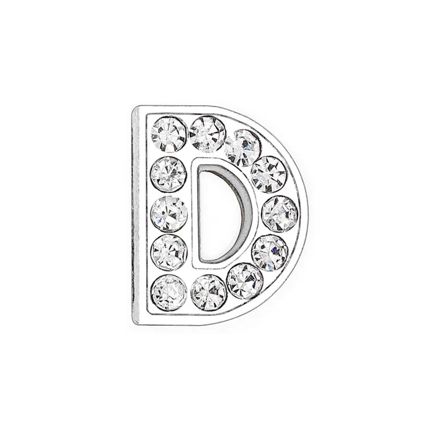 1pcs 8mm Slide Letters Charms Alphabet A-Z Alloy Rhinestone Fit DIY Wristband Bracelet Pet Collar Jewelry Making Women Kids Gift