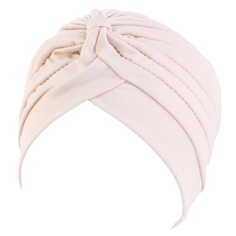 New Knotted Ruffle Turban Ladies Soft Headscarf Casual Streetwear Female Muslim Hijab Indian Hats Cancer Chemo Cap Turbante