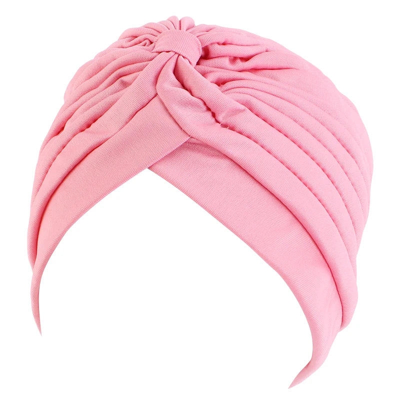 New Knotted Ruffle Turban Ladies Soft Headscarf Casual Streetwear Female Muslim Hijab Indian Hats Cancer Chemo Cap Turbante
