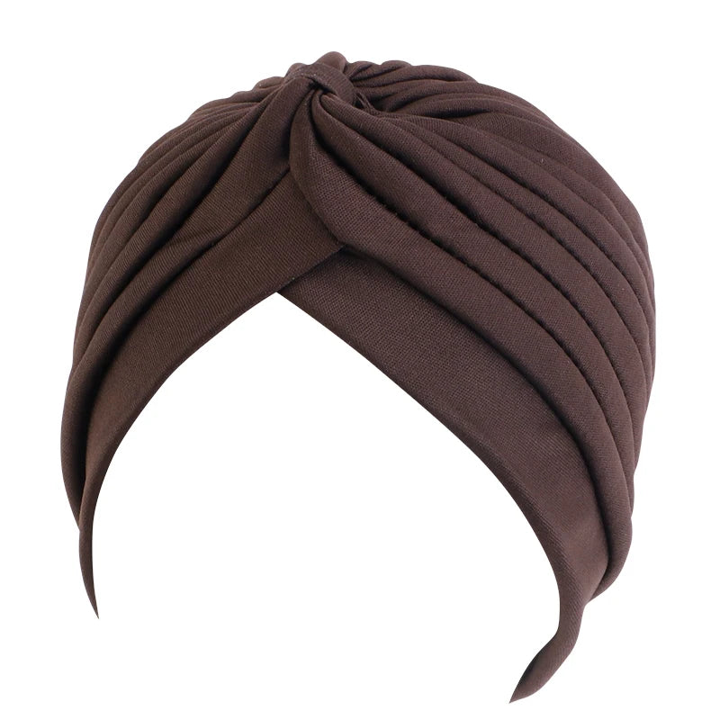 New Knotted Ruffle Turban Ladies Soft Headscarf Casual Streetwear Female Muslim Hijab Indian Hats Cancer Chemo Cap Turbante