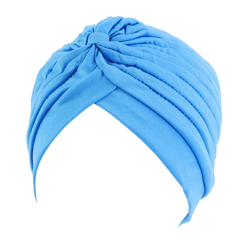 New Knotted Ruffle Turban Ladies Soft Headscarf Casual Streetwear Female Muslim Hijab Indian Hats Cancer Chemo Cap Turbante