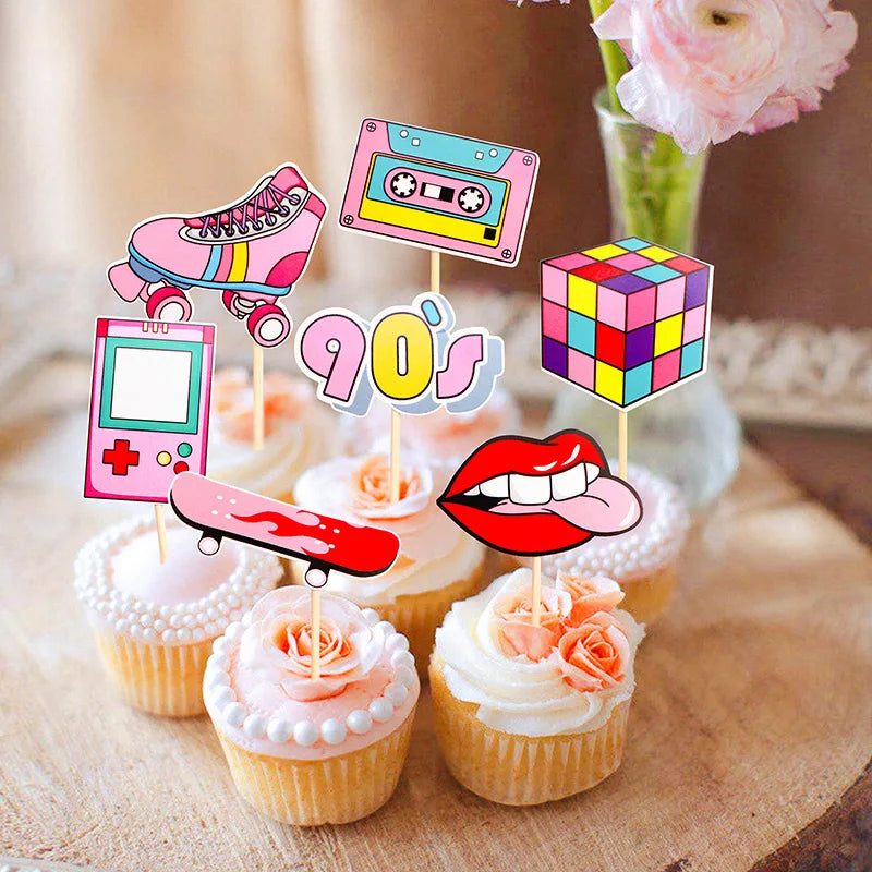 Cake Toppers Perfume Lipstick Makeup brush DIY Cupcake Topper Women Cake Flags Kids Girl Happy Birthday Bride Party Baking Decor