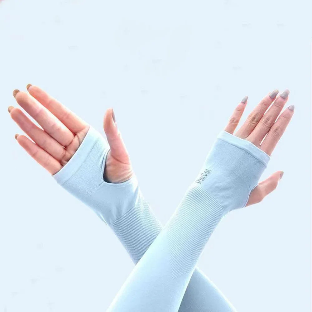 1 Pair Unisex Summer Finger Sleeve Ice Cool Wearing  Summer Outdoor Sunscreen Sleeve Sun Protection Driving Sports Hand Sleeves