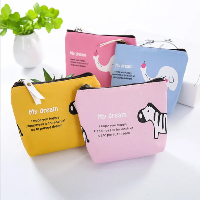 Cartoon Print Mini Portable Bags Fashion Coin Purse Card Holder Wallet Key Pouch Make up Cartoon Bag Kawaii Girls Cute Wallet