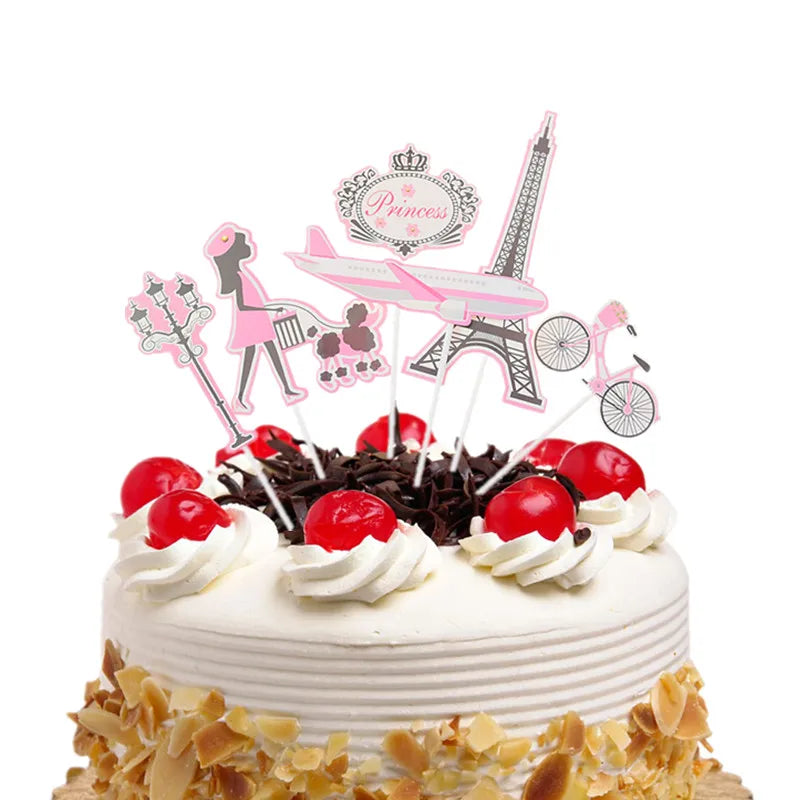 Cake Toppers Perfume Lipstick Makeup brush DIY Cupcake Topper Women Cake Flags Kids Girl Happy Birthday Bride Party Baking Decor