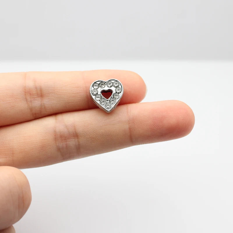 1pcs 8mm Slide Letters Charms Alphabet A-Z Alloy Rhinestone Fit DIY Wristband Bracelet Pet Collar Jewelry Making Women Kids Gift