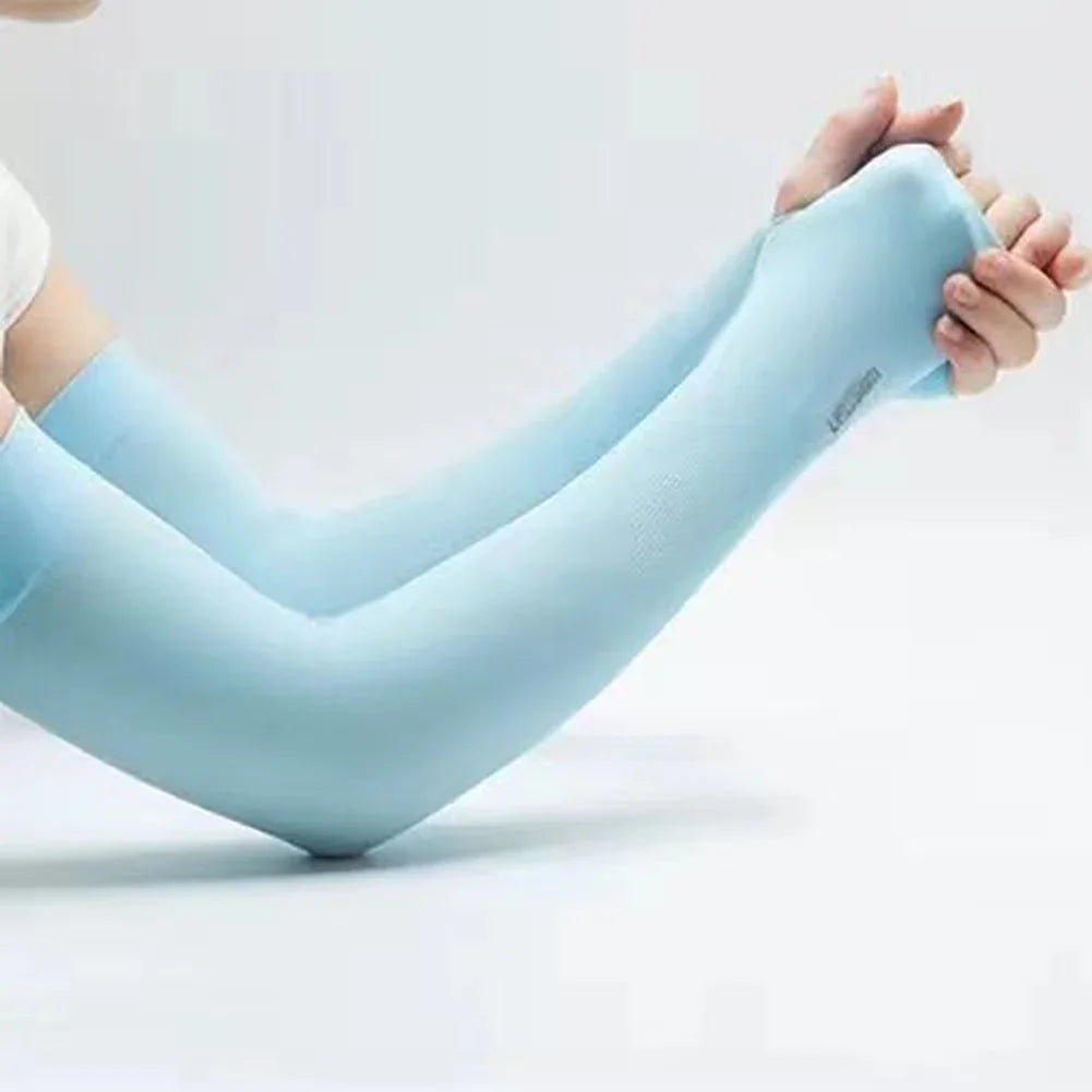 1 Pair Unisex Summer Finger Sleeve Ice Cool Wearing  Summer Outdoor Sunscreen Sleeve Sun Protection Driving Sports Hand Sleeves