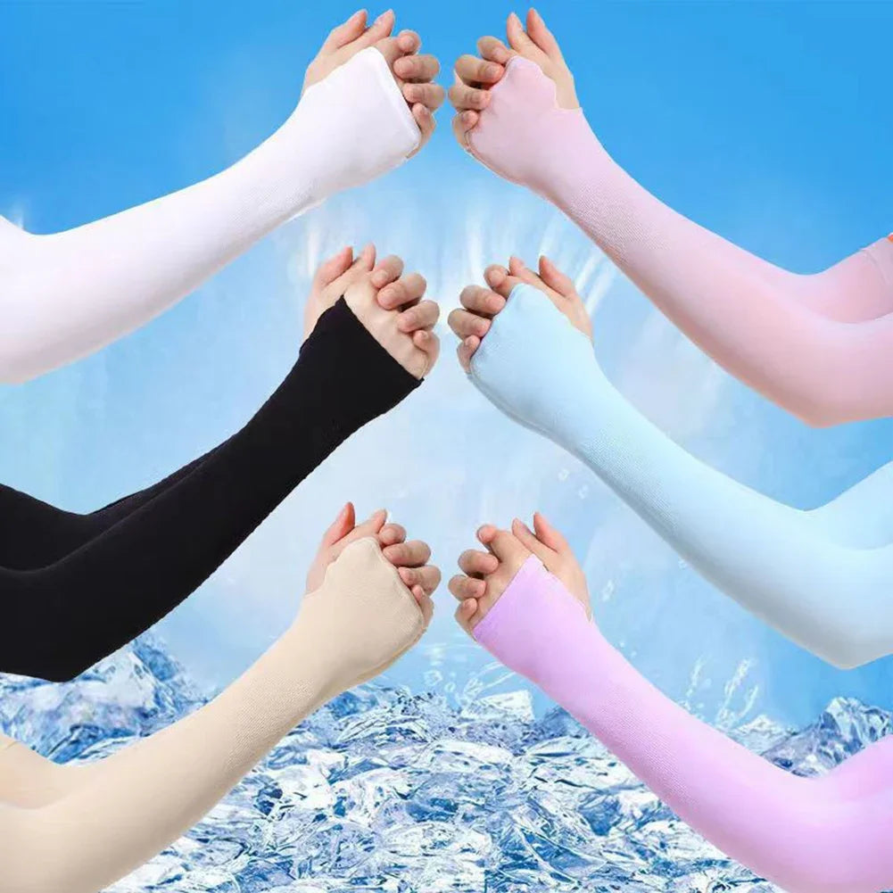 1 Pair Unisex Summer Finger Sleeve Ice Cool Wearing  Summer Outdoor Sunscreen Sleeve Sun Protection Driving Sports Hand Sleeves