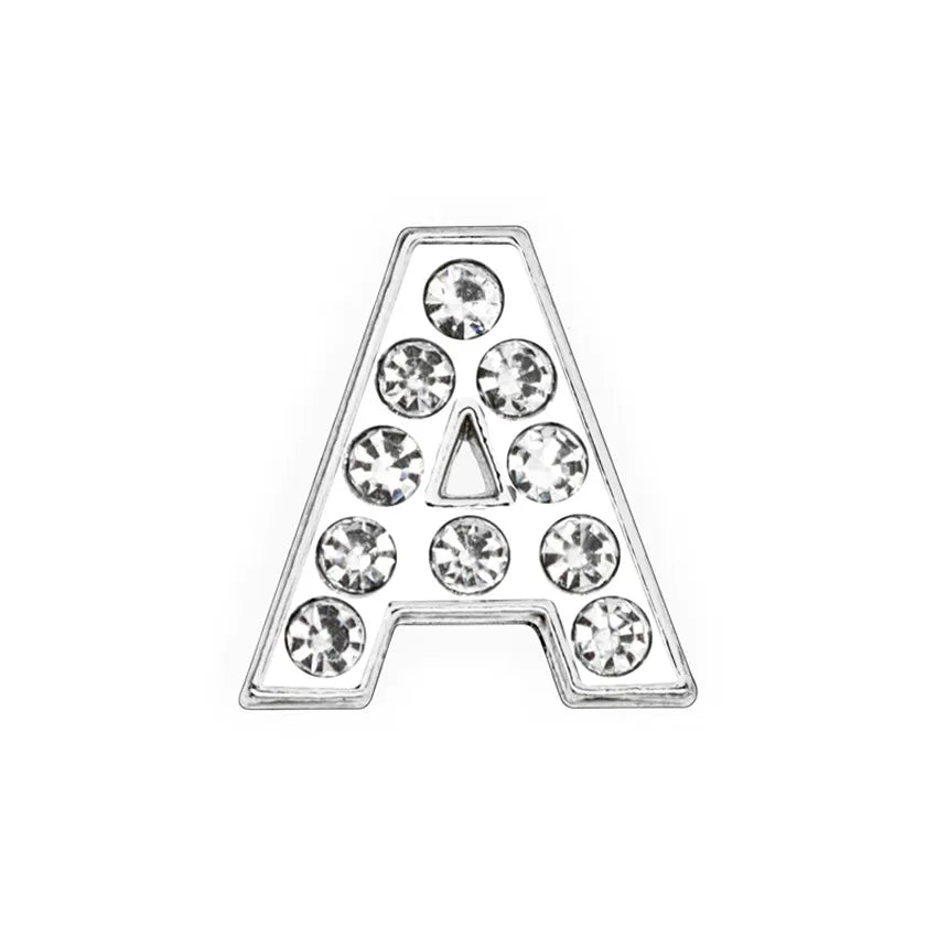 1pcs 8mm Slide Letters Charms Alphabet A-Z Alloy Rhinestone Fit DIY Wristband Bracelet Pet Collar Jewelry Making Women Kids Gift