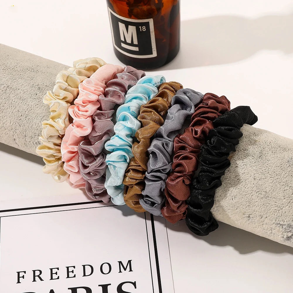 1PC Silk Satin Scrunchies Women Solid Color Hair Rope Elegant Ponytail Holder Rubber Band Elastic Hairband Hair Accessories