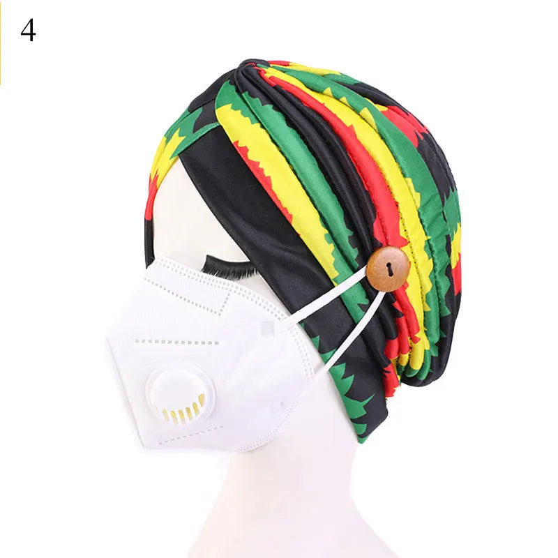 2021 Muslim Cotton Turban Hat With Button Hijab Bonner Head Wrap For Women Indian African Twist Hijab Caps Turbante Mujer