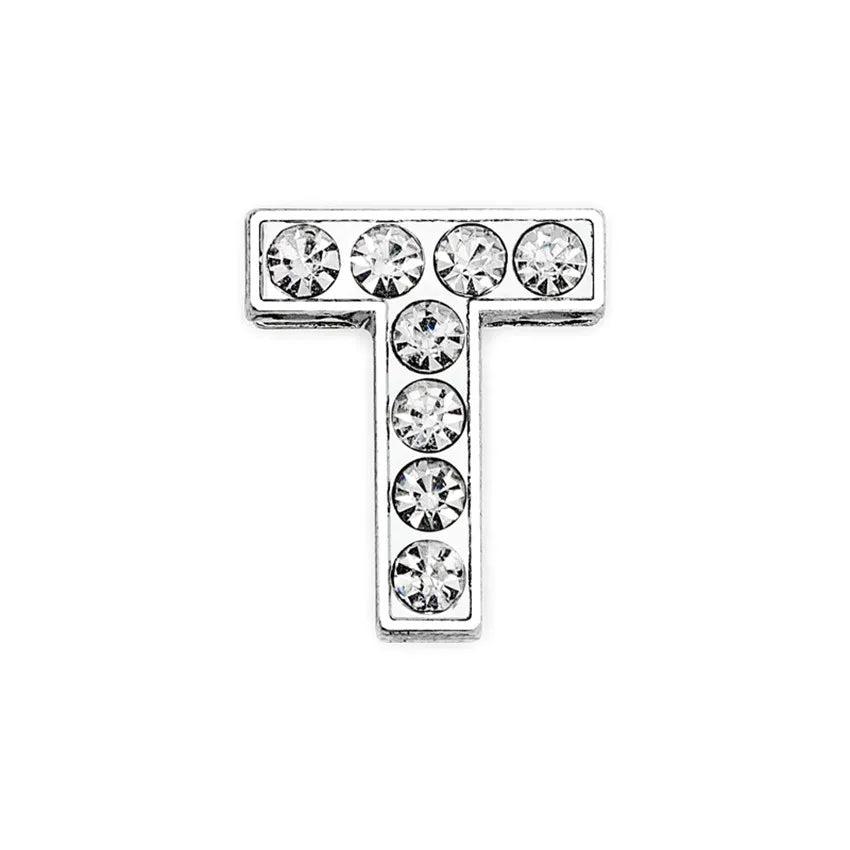 1pcs 8mm Slide Letters Charms Alphabet A-Z Alloy Rhinestone Fit DIY Wristband Bracelet Pet Collar Jewelry Making Women Kids Gift