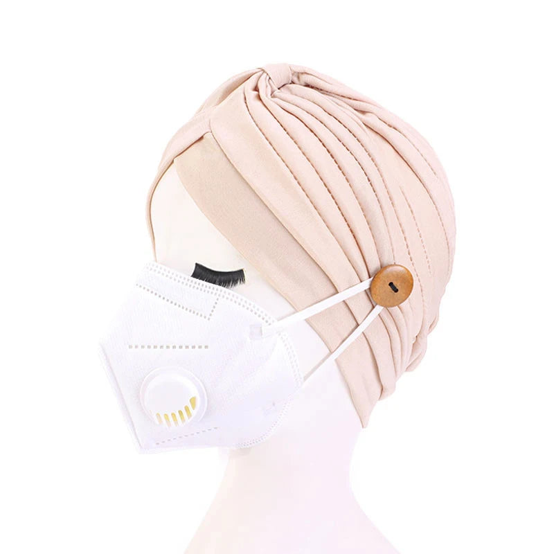 2021 Muslim Cotton Turban Hat With Button Hijab Bonner Head Wrap For Women Indian African Twist Hijab Caps Turbante Mujer