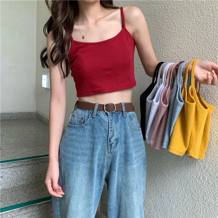 Fashionable Summer Hot Girl Small Camisole, Internet Famous, Worn Inside and Outside, Sexy Base, Beautiful Back, Exposed Navel
