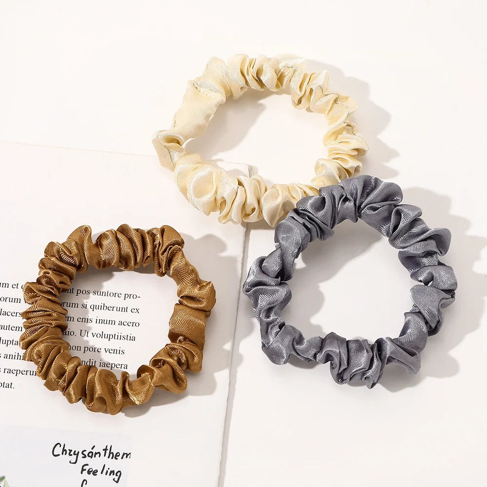 1PC Silk Satin Scrunchies Women Solid Color Hair Rope Elegant Ponytail Holder Rubber Band Elastic Hairband Hair Accessories