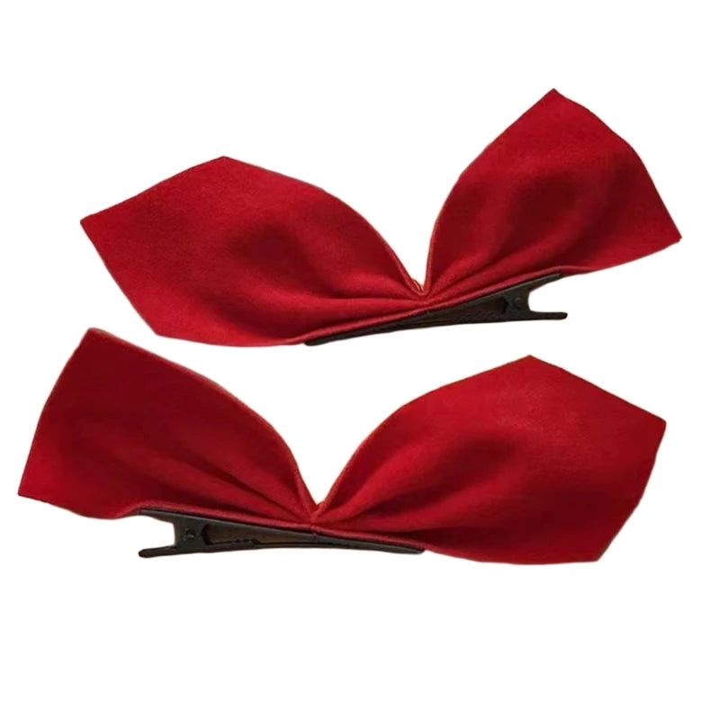 652F Girls Hair Clip Lovely Barrettes Duckbill Bowknot Shape Hairpin Satin/ Velvet Hair Clip for Teenagers Toddler Wear