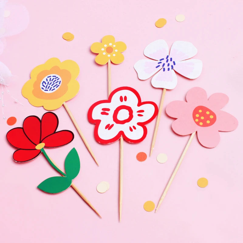 Cake Toppers Perfume Lipstick Makeup brush DIY Cupcake Topper Women Cake Flags Kids Girl Happy Birthday Bride Party Baking Decor