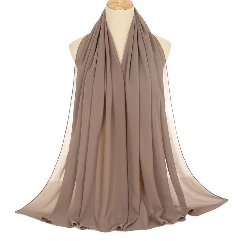 Ramadan Hijab Chiffon for Muslim Women Solid Black Color Headscarf Long Size Evening Party Islam Scarf Fashion Turban All Match