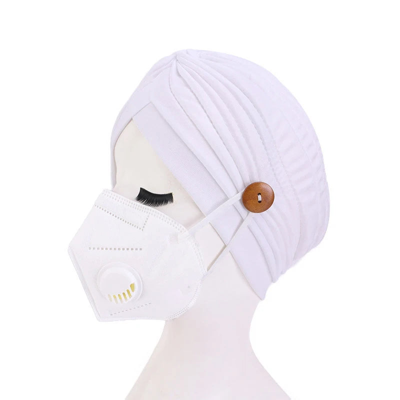 2021 Muslim Cotton Turban Hat With Button Hijab Bonner Head Wrap For Women Indian African Twist Hijab Caps Turbante Mujer