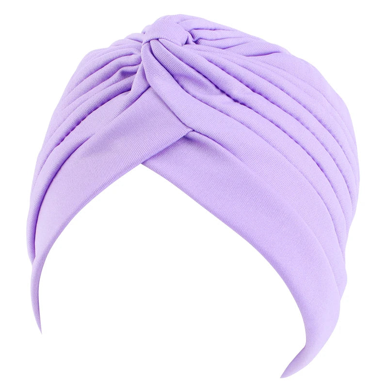 New Knotted Ruffle Turban Ladies Soft Headscarf Casual Streetwear Female Muslim Hijab Indian Hats Cancer Chemo Cap Turbante