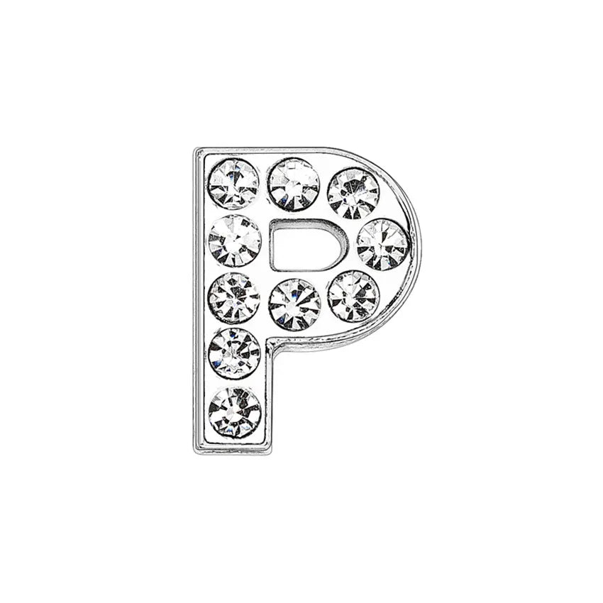 1pcs 8mm Slide Letters Charms Alphabet A-Z Alloy Rhinestone Fit DIY Wristband Bracelet Pet Collar Jewelry Making Women Kids Gift