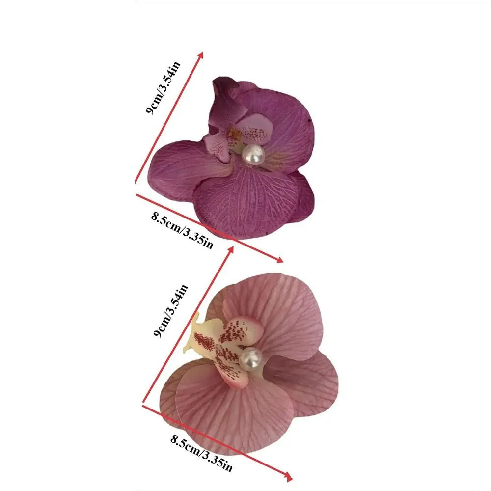 Cute Cloth Flower Hair Clip Pearl Korean Style Orchid Flower Hairpin Female Hair Accessories Duckbill Clip Girl Hair Clip Summer