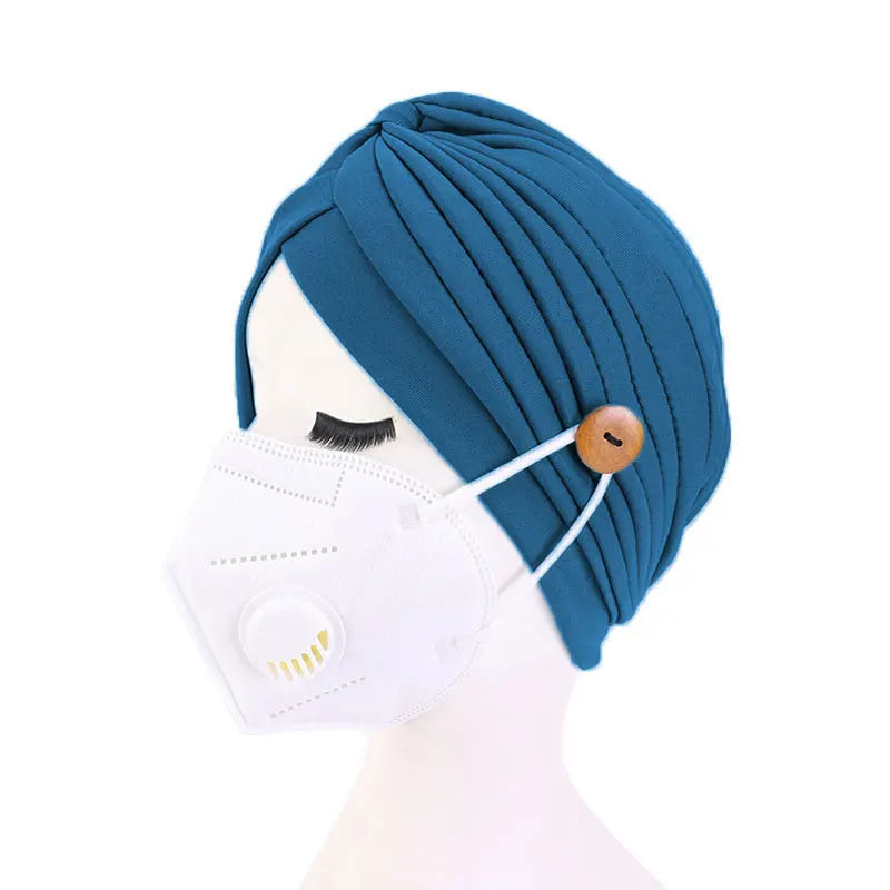 2021 Muslim Cotton Turban Hat With Button Hijab Bonner Head Wrap For Women Indian African Twist Hijab Caps Turbante Mujer