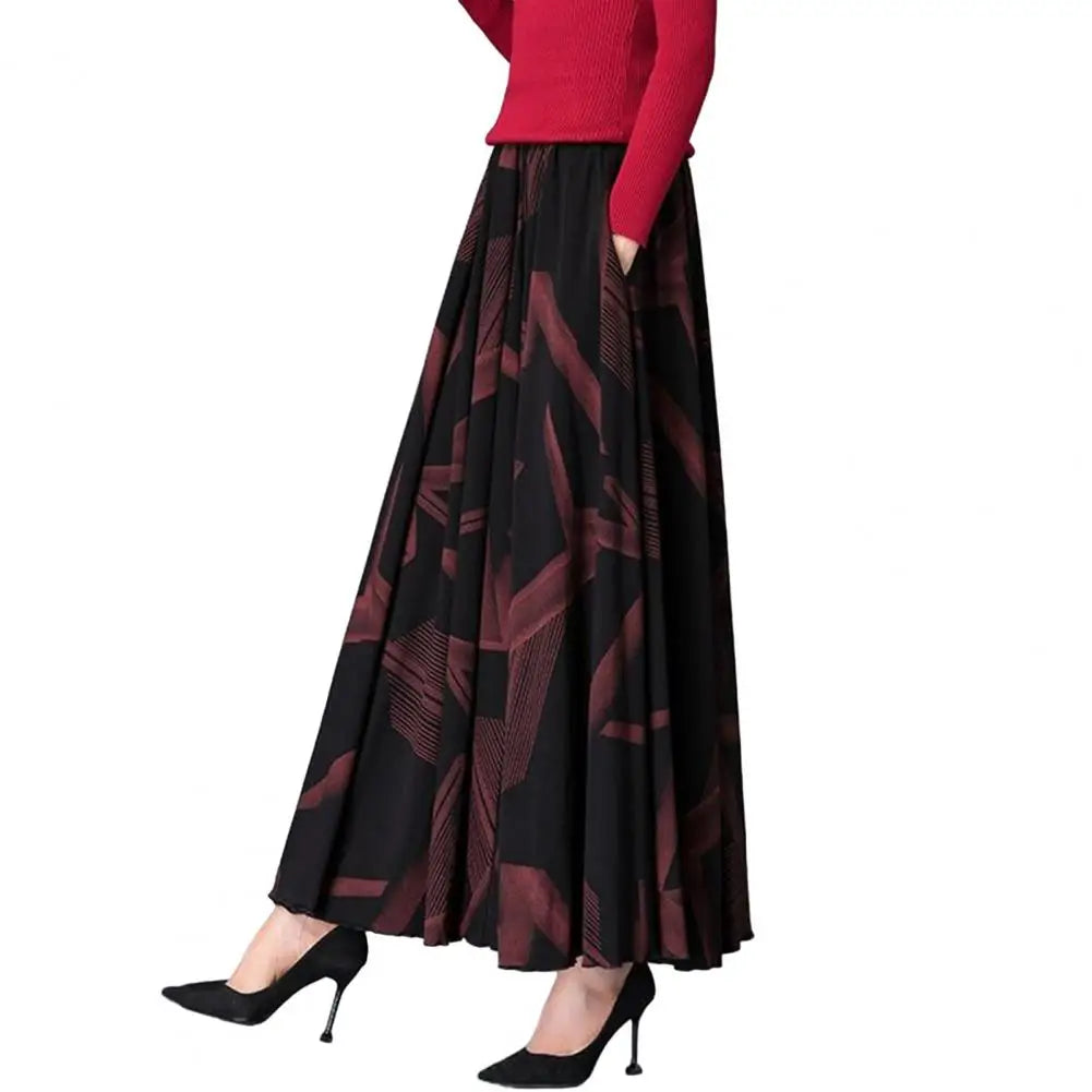Autumn New Plaid Women Umbrella Skirt Winter Women A Line  High Waist Big Hem Maxi Skirt Elegant Retro Ruffle Long Lady Skirt