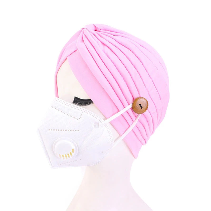 2021 Muslim Cotton Turban Hat With Button Hijab Bonner Head Wrap For Women Indian African Twist Hijab Caps Turbante Mujer