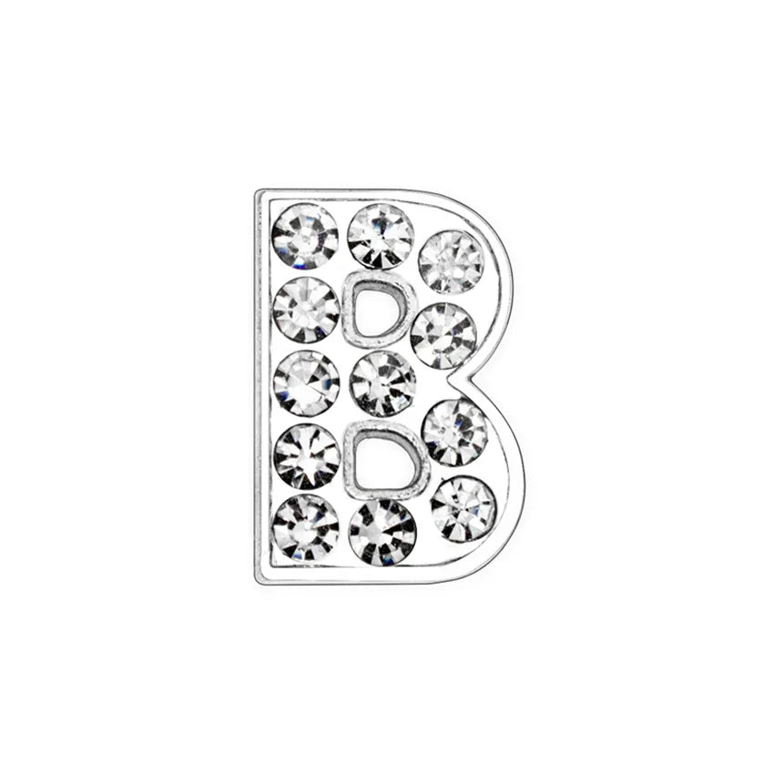 1pcs 8mm Slide Letters Charms Alphabet A-Z Alloy Rhinestone Fit DIY Wristband Bracelet Pet Collar Jewelry Making Women Kids Gift