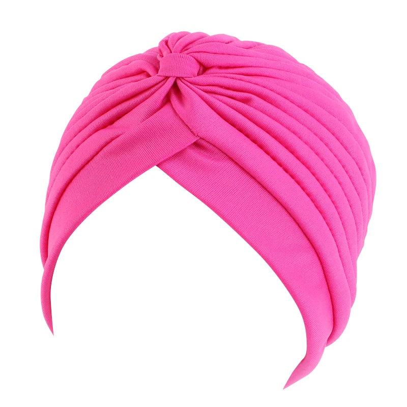 New Knotted Ruffle Turban Ladies Soft Headscarf Casual Streetwear Female Muslim Hijab Indian Hats Cancer Chemo Cap Turbante