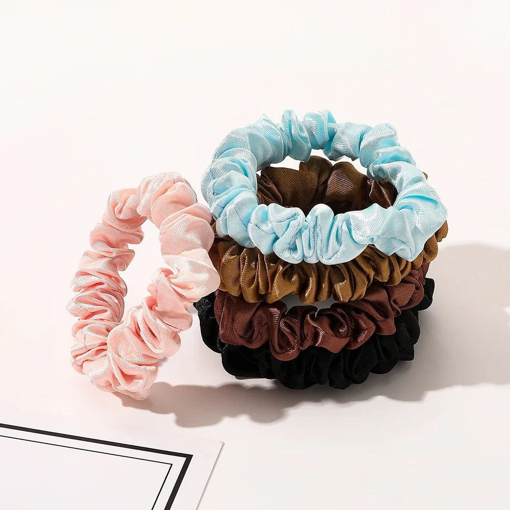 1PC Silk Satin Scrunchies Women Solid Color Hair Rope Elegant Ponytail Holder Rubber Band Elastic Hairband Hair Accessories