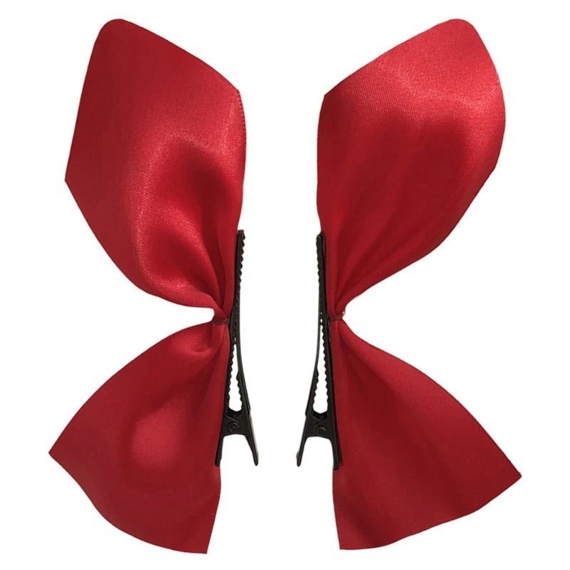 652F Girls Hair Clip Lovely Barrettes Duckbill Bowknot Shape Hairpin Satin/ Velvet Hair Clip for Teenagers Toddler Wear