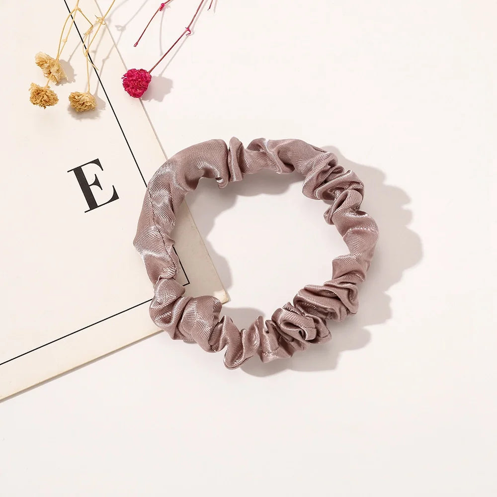 1PC Silk Satin Scrunchies Women Solid Color Hair Rope Elegant Ponytail Holder Rubber Band Elastic Hairband Hair Accessories